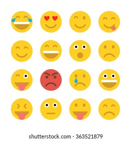 Set of Emoticons. Set of Emoji. Flat style illustrations 