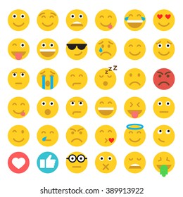 Set of Emoticons. Set of Emoji. Flat style illustrations