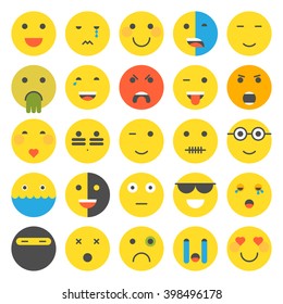 Set Emoticons Set Emoji Flat Style Stock Vector (Royalty Free ...