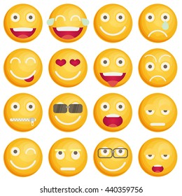 Set of Emoticons. Set of Emoji. Flat style illustrations