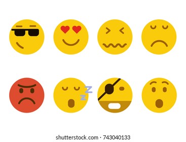 Set of Emoticons. Set of Emoji. Flat style illustrations