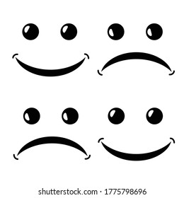 Set of emoticons or emoji icons. Concept for World Smile Day