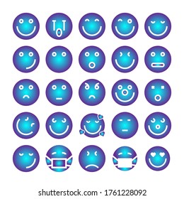 Set of Emoticons. Emoji icons. objects emoticon emoji icon set. vector illustration
