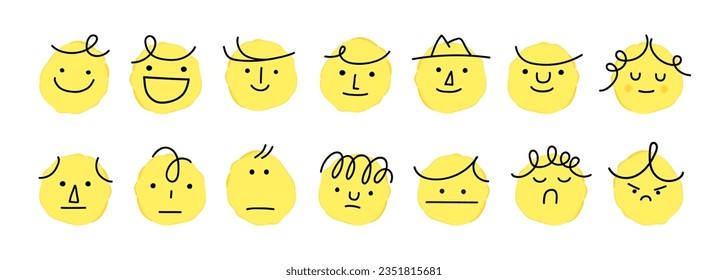 Set of emoticons. Emoji icons. Stickers emotion. Vector flat icons for social media