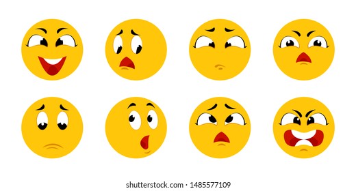 Set of emoticons, emoji isolated on background, vector illustration