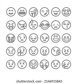 Set of emoticons, emoji isolated on white background
