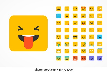 Set of emoticons, emoji isolated on white background, flat illustration