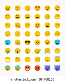 Set of emoticons, emoji isolated on white background, flat illustration