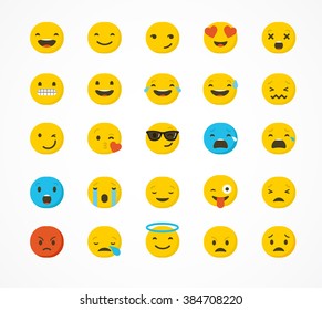 Set of emoticons, emoji isolated on white background, flat illustration