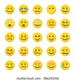 Set of emoticons, emoji isolated on white background, vector illustration.