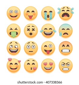 Set of emoticons, emoji isolated on white background, vector illustration.