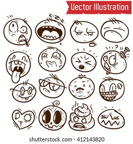 Set of emoticons, emoji isolated on white background, vector illustration.