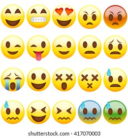 Set of emoticons. Emoji set isolated on white background. Vector illustration.