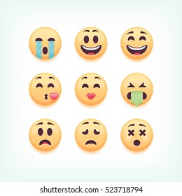 Set of emoticons, emoji isolated on white background, vector illustration.