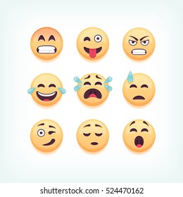 Set of emoticons, emoji isolated on white background, vector illustration.