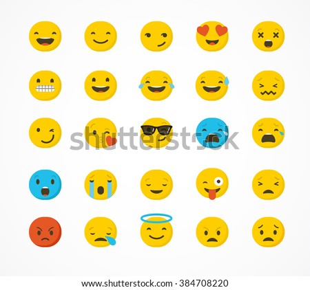 Set of emoticons, emoji isolated on white background, flat illustration
