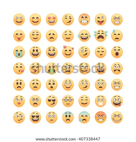 Set of emoticons, emoji isolated on white background, vector illustration.