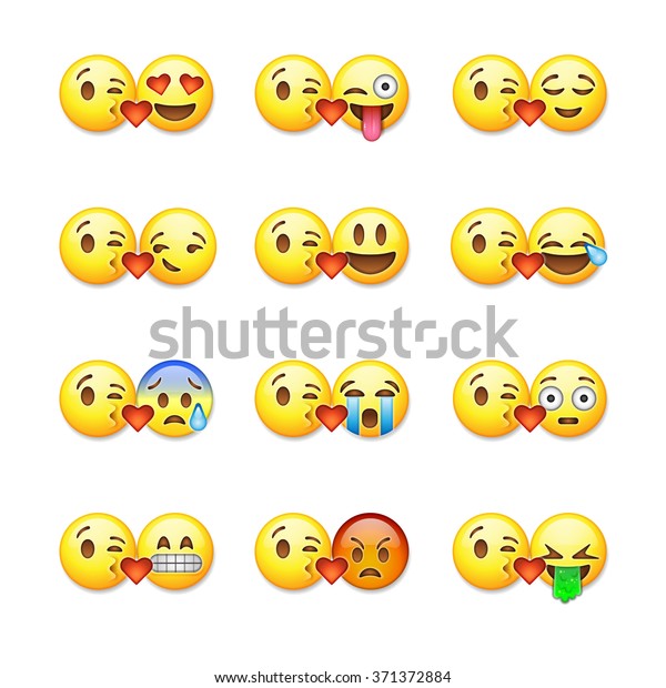 Set Of Emoticons Emoji Isolated On White Background Vector Illustration 