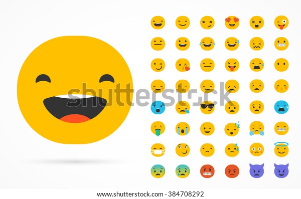 一組表情符號，單獨在白色背景上的表情符號，平面插圖