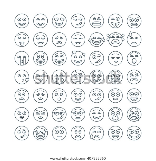 Set Emoticons Emoji Isolated On White Stock Vector (Royalty Free ...