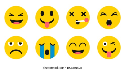 Set of Emoticons. Set of Emoji. Isolated vector illustration on white background