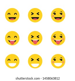 Set of Emoticons. Set of Emoji. Isolated vector illustration on white background