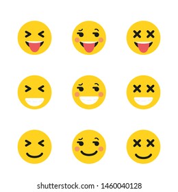 Set of Emoticons. Set of Emoji. Isolated vector illustration on white background
