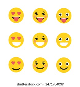 Set of Emoticons. Set of Emoji. Isolated vector illustration on white background