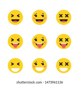 Set of Emoticons. Set of Emoji. Isolated vector illustration on white background