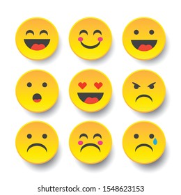 Set of Emoticons. Set of Emoji. Isolated vector illustration on white background