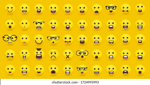 Set Emoticons Set Emoji Isolated Vector Stock Vector (Royalty Free ...