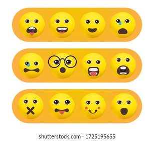 Set of Emoticons. Set of Emoji. Isolated vector illustration on white background