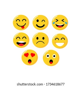 Set of Emoticons. Set of Emoji. Isolated vector illustration on white background