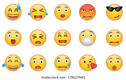 Set Emoticons Set Emoji Isolated Vector Stock Vector (Royalty Free ...