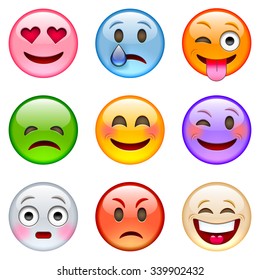 Set of Emoticons. Set of Emoji. Isolated vector illustration on white background