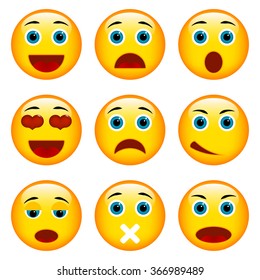 Set of Emoticons. Set of Emoji. Isolated vector illustration 

