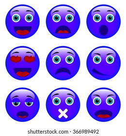 Set of Emoticons. Set of Emoji. Isolated vector illustration 
