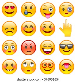Set of Emoticons. Set of Emoji. Isolated vector illustration on white background