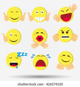 Set of Emoticons. Set of Emoji. Isolated vector illustration