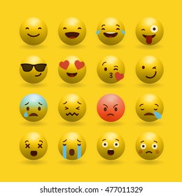 Set of Emoticons. Set of Emoji. Isolated vector illustration.