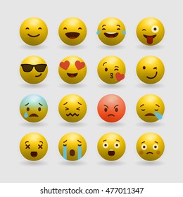 Set of Emoticons. Set of Emoji. Isolated vector illustration.