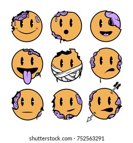 Set of Emoticons. Set of Emoji. Isolated vector illustration on white background - stock vector