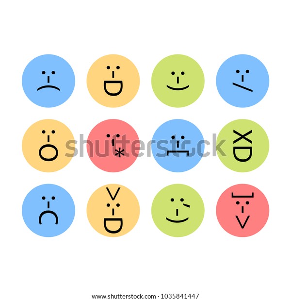 Set Emoticons Emoji Punctuation Characters Isolated Stock Vector ...