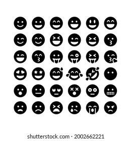 Set of Emoticons. Set of Emoji. Smile black vector icons isolated Vector illustration EPS 10