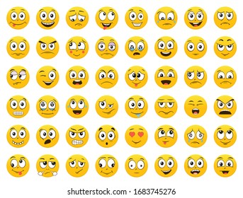 Set of Emoticons. Emoji. Smile icons. Isolated vector illustration on white background