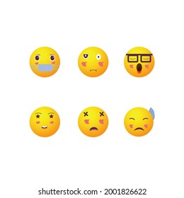 Set of Emoticons. Set of Emoji. Smile icons. Isolated vector illustration