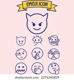 Set of Emoticons. Set of Emoji. Smile icons. Isolated vector illustration on white background.