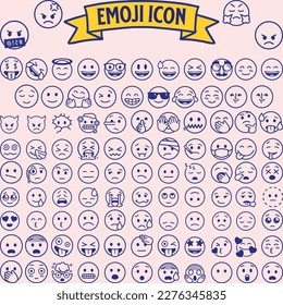 Set of Emoticons. Set of Emoji. Smile icons. Isolated vector illustration on white background.