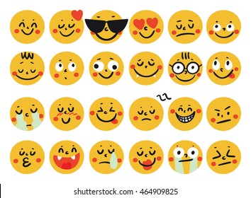 Set of Emoticons. Set of Emoji. Smile icons. Isolated vector illustration