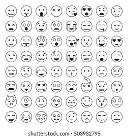 Set of Emoticons. Set of Emoji. Smile icons. Isolated vector illustration on white background.